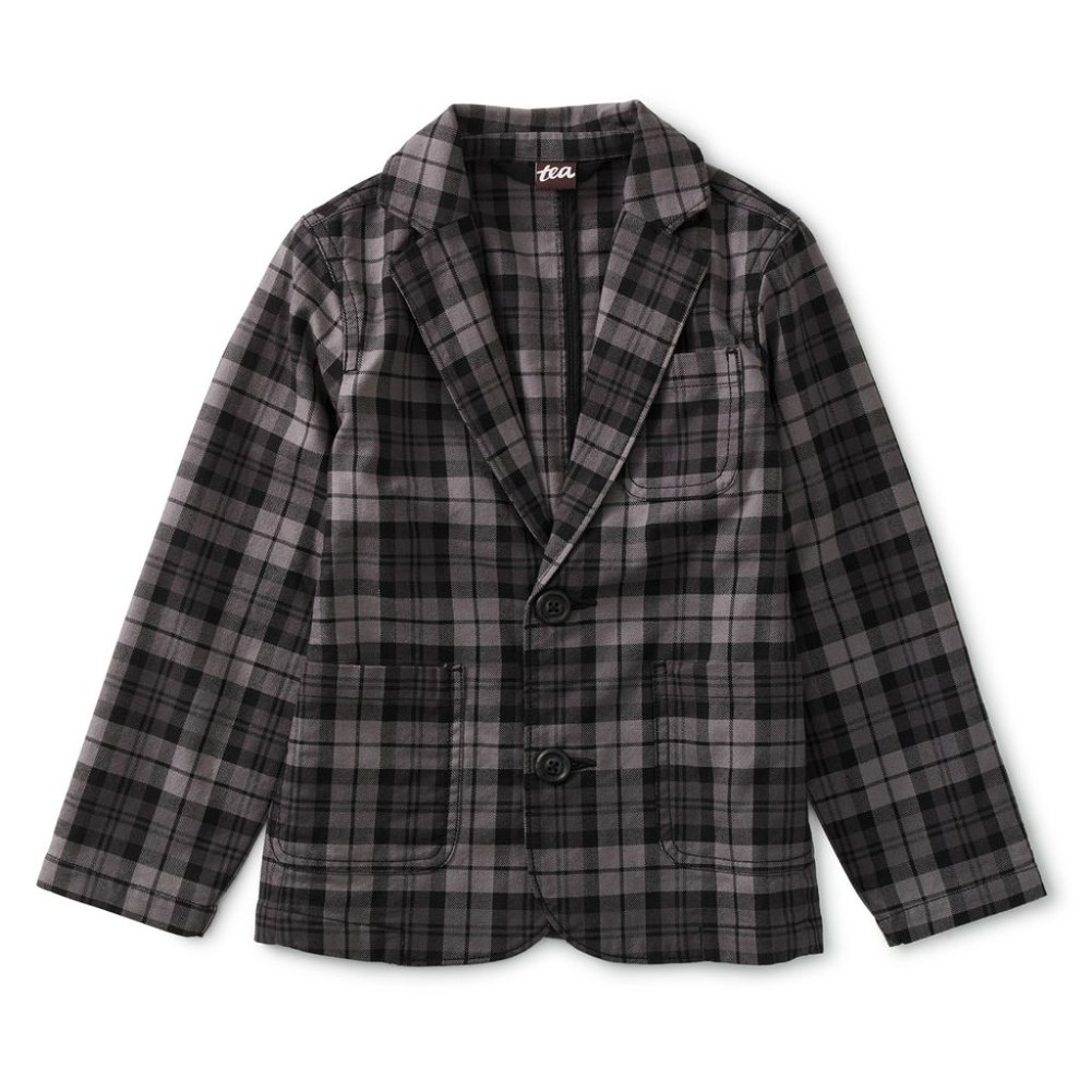 Tea Collection Gray & Black Plaid Destination Blazer 7